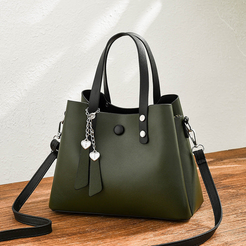 2025 new fashionable and popular PU soft leather women's bag with multiple pockets, single shoulder crossbody bag, light luxury handbag, one piece hair replacement