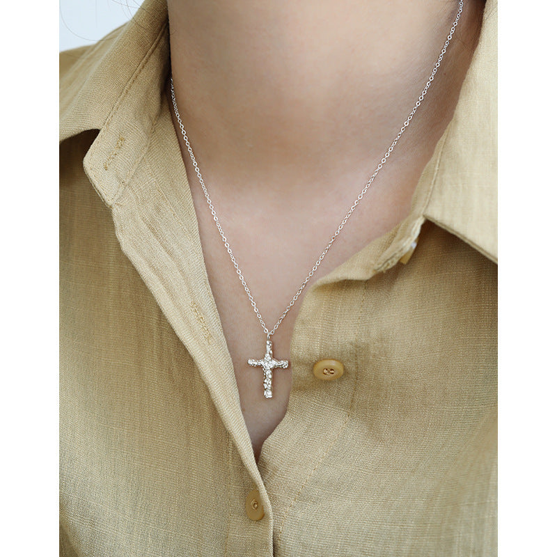 Pleated Cross Necklace