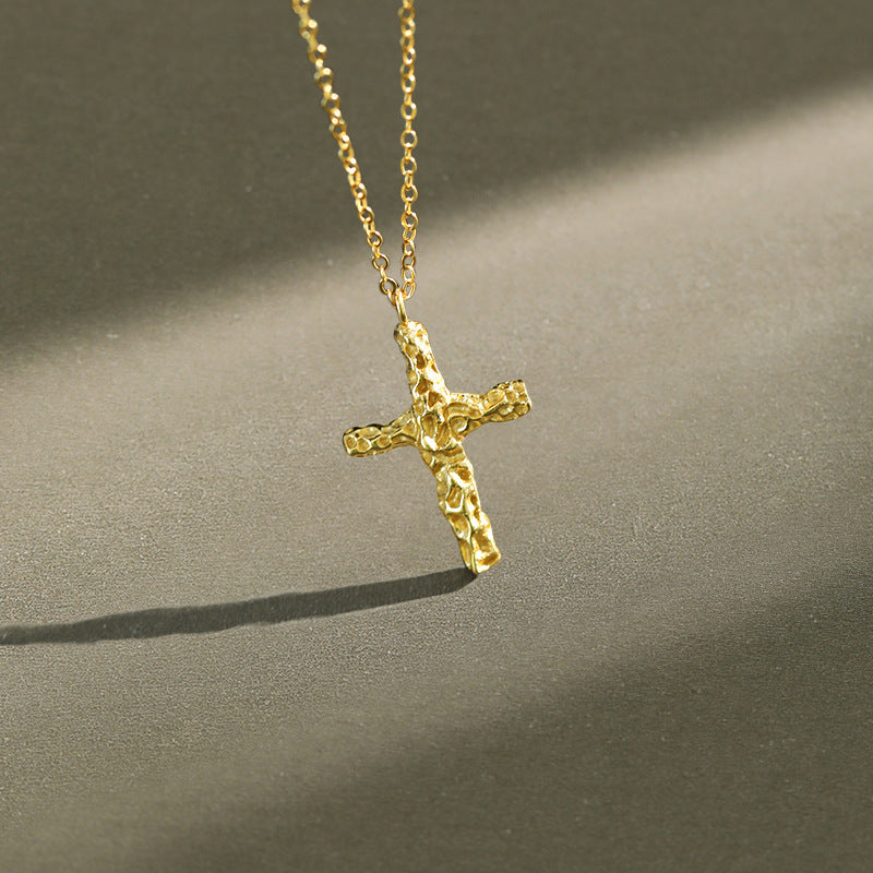 Pleated Cross Necklace