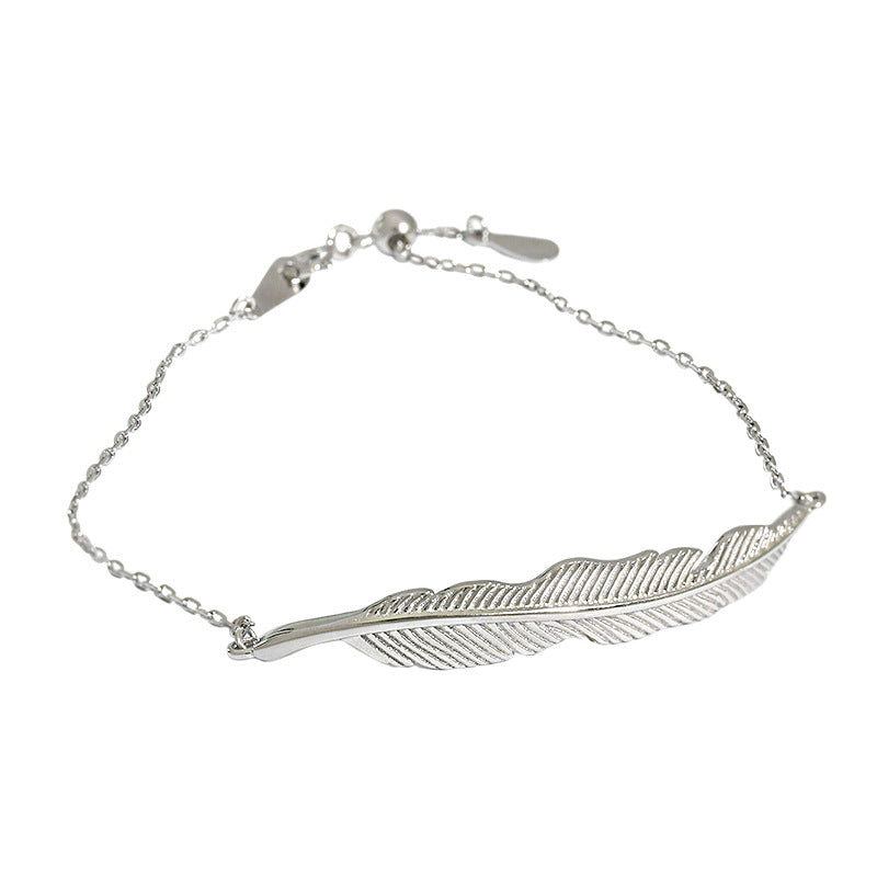 S925 Sterling Silver Simple Leaf Bracelet