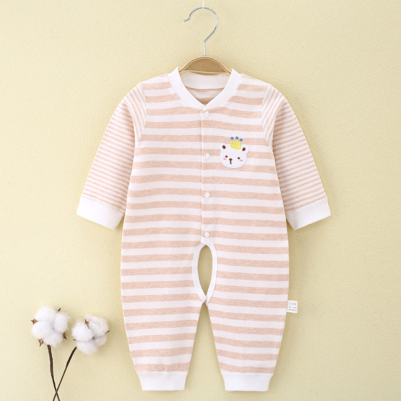 Spring and Autumn Baby jumpsuit, pure cotton boneless newborn clothes, Class A baby underwear, pajamas, open crotch clothes, crawling clothes, 1