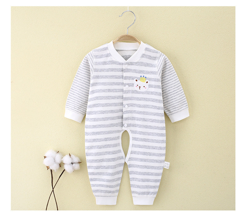 Spring and Autumn Baby jumpsuit, pure cotton boneless newborn clothes, Class A baby underwear, pajamas, open crotch clothes, crawling clothes, 1