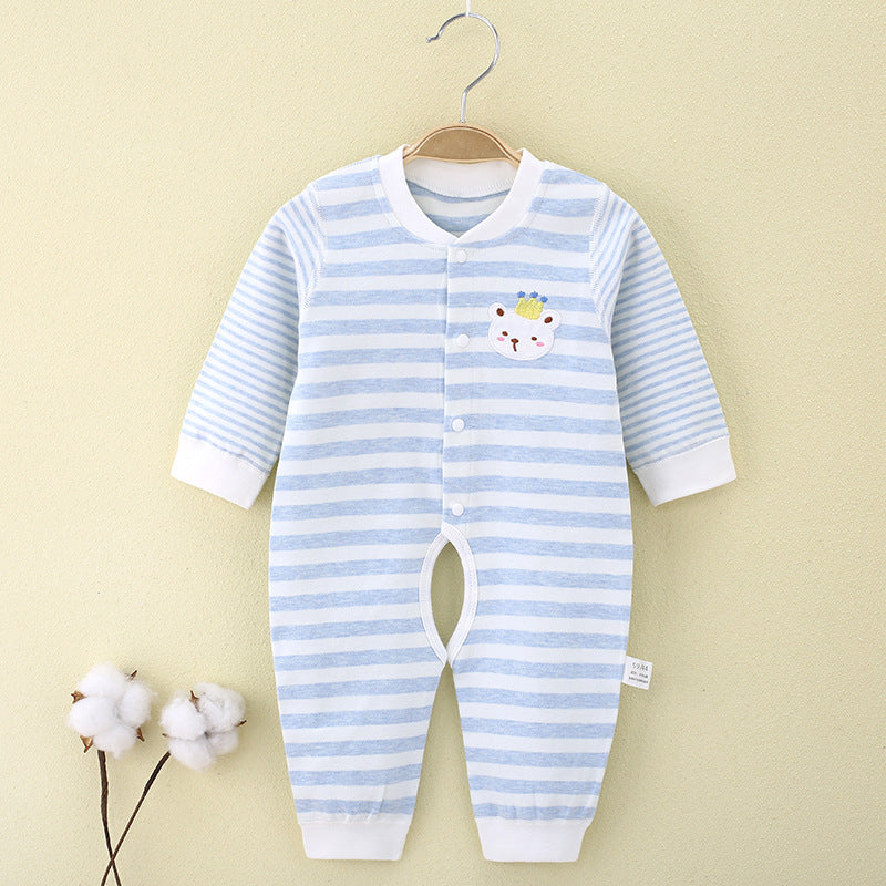 Spring and Autumn Baby jumpsuit, pure cotton boneless newborn clothes, Class A baby underwear, pajamas, open crotch clothes, crawling clothes, 1