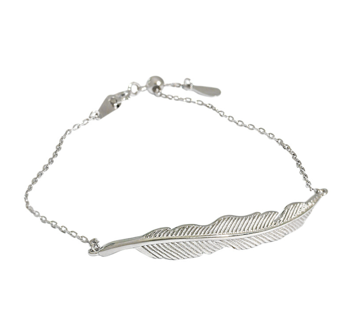 S925 Sterling Silver Simple Leaf Bracelet