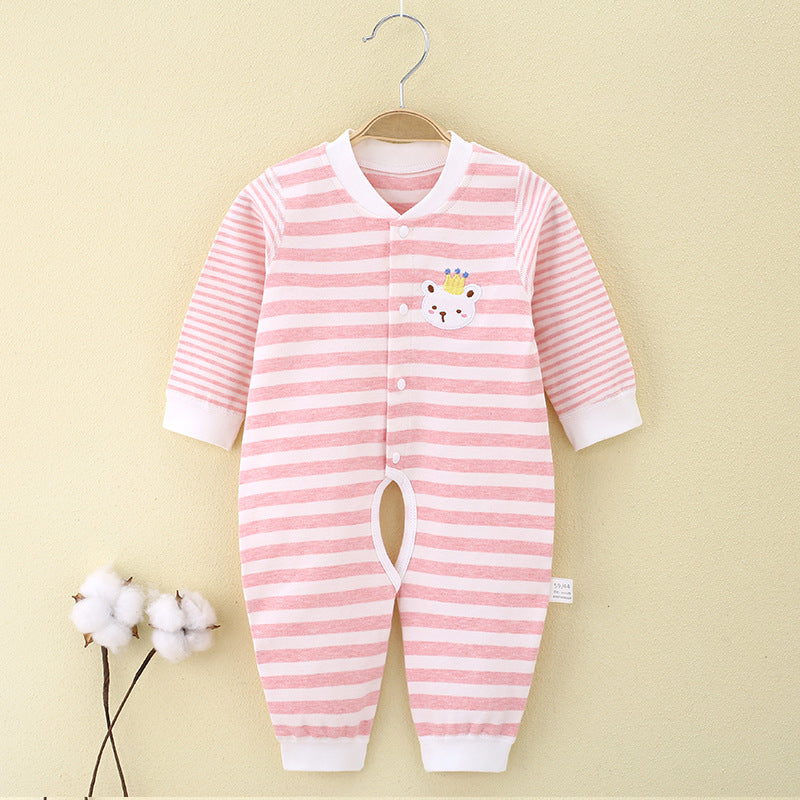 Spring and Autumn Baby jumpsuit, pure cotton boneless newborn clothes, Class A baby underwear, pajamas, open crotch clothes, crawling clothes, 1