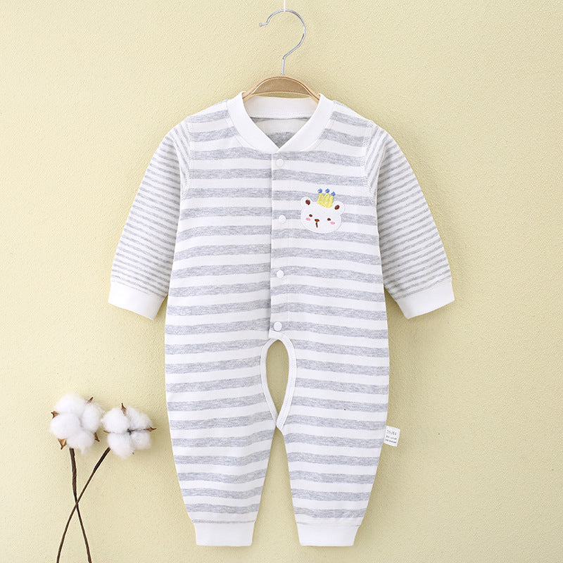 Spring and Autumn Baby jumpsuit, pure cotton boneless newborn clothes, Class A baby underwear, pajamas, open crotch clothes, crawling clothes, 1