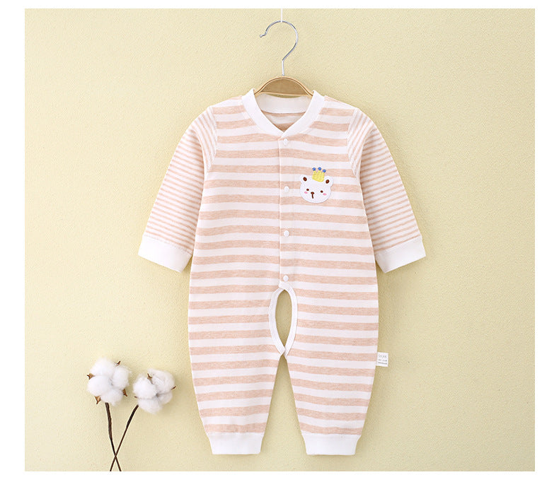 Spring and Autumn Baby jumpsuit, pure cotton boneless newborn clothes, Class A baby underwear, pajamas, open crotch clothes, crawling clothes, 1