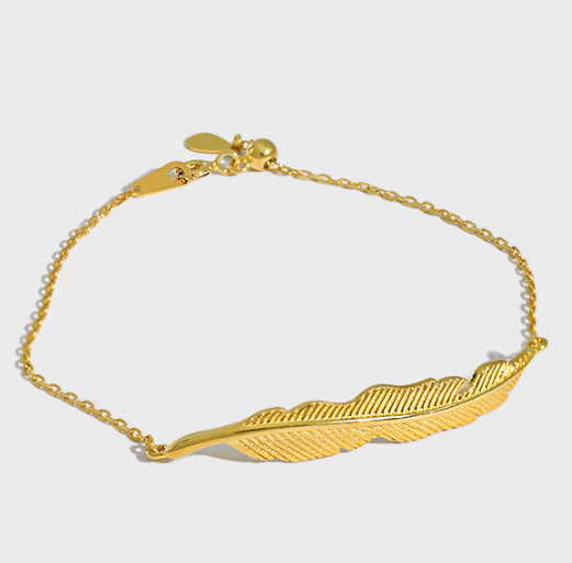 S925 Sterling Silver Simple Leaf Bracelet