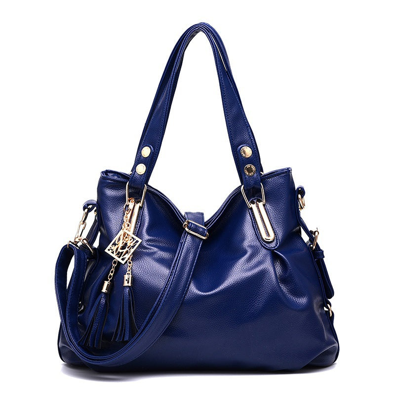 2025 New Middle aged and Elderly Handbag, Women's Tassel Fashion Soft Leather Bag, Single Shoulder Crossbody Bag, One Piece Hair Collection