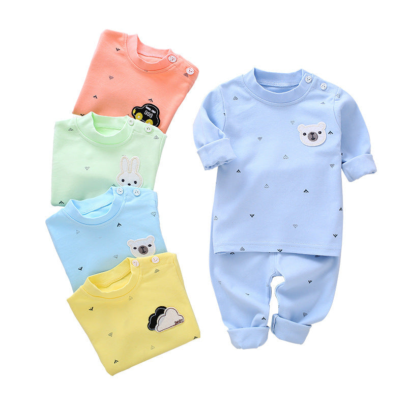 Spring and Autumn New Baby Underwear, Newborn Clothes, Pure Cotton Autumn Clothes, Autumn Pants, Head and Shoulder Buckles, Children's Set