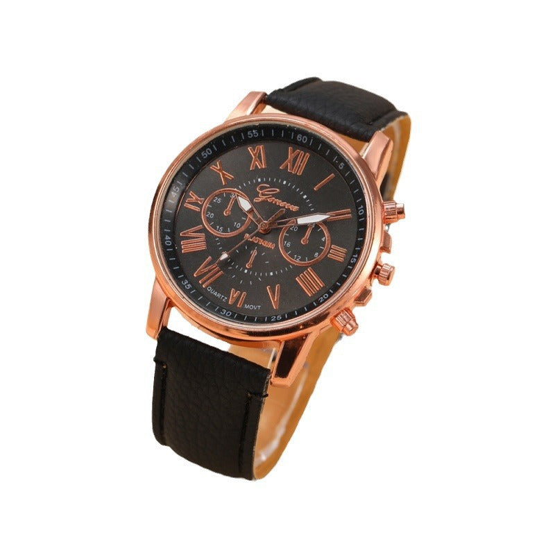 Women's Watch Geneva Geneva Fake Three Eyelid Strap Fashion Women's Roman Scale Women's Watch