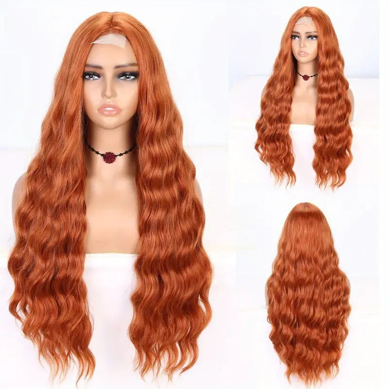 Amazon Cross border European and American Fashion Front Lace Water Ripple Curly Hair Cover African Hot Selling Front Lace Wig