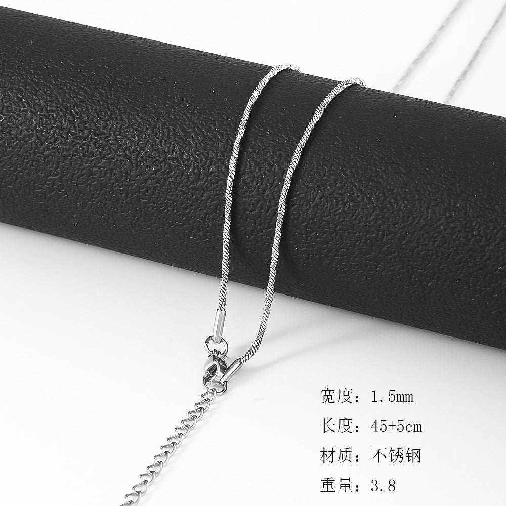 Cross border hot selling stainless steel twisted square snake necklace, titanium steel DIY plain chain plated with 18K furnace gold, non fading necklace