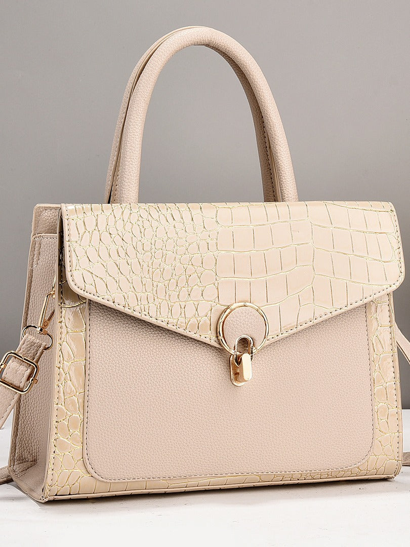 2024 new crocodile patterned contrasting tote women's bag with stylish texture and large capacity trendy single shoulder handbag