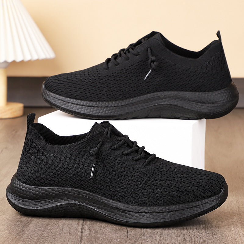 Men's shoes, casual shoes, cross-border couple's shoes, breathable casual single shoes, breathable fashionable lace up fly woven running shoes, dropshipping