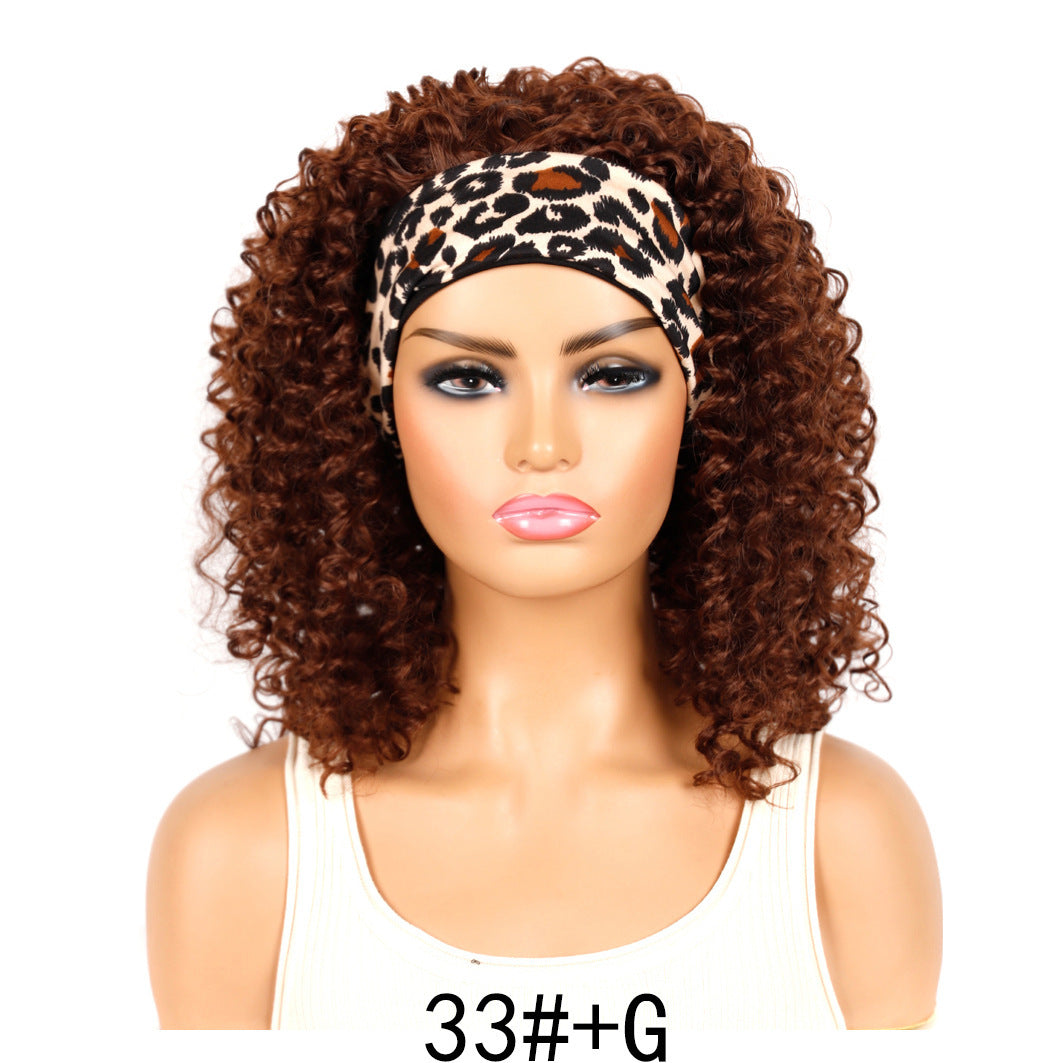 Ice silk hairbands, wigs, headgear, African women's short curly hair, deep wave wigs, factory direct sales, wholesale