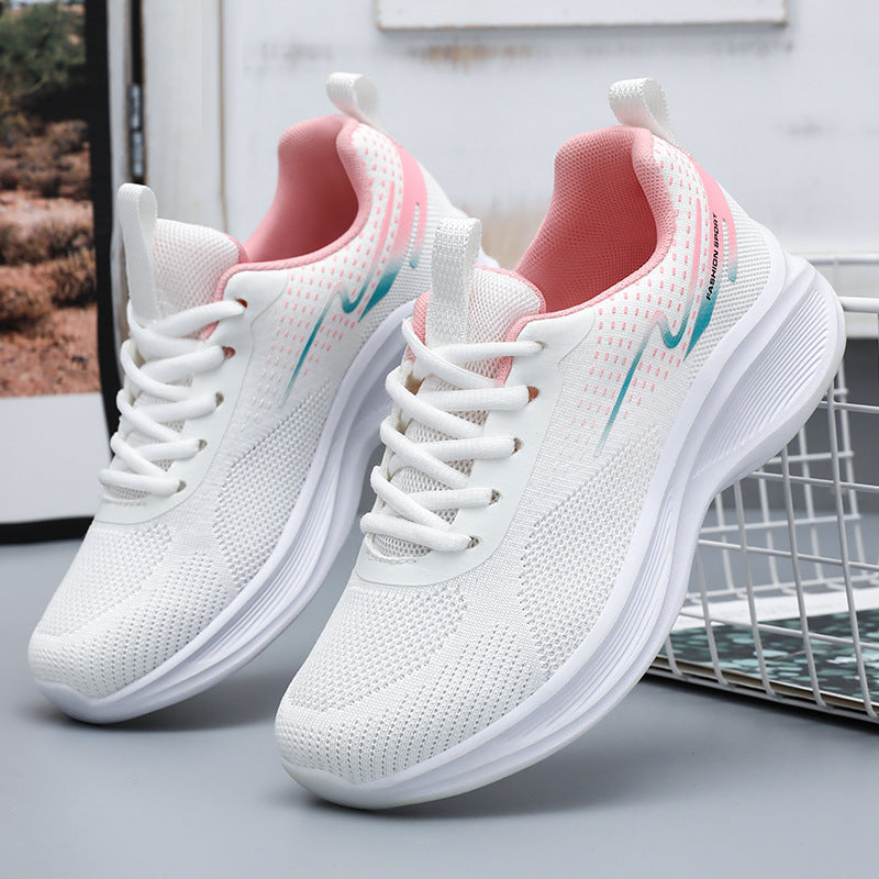 Women's 2025 Autumn New Lightweight and Casual Thick soled Sports Shoes Comfortable Flyknit Mesh Breathable Women's Running Shoes