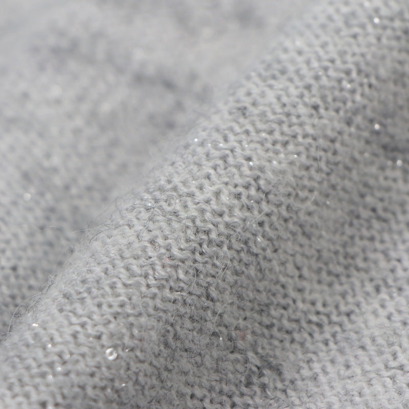 Stylish casual wool set with a high-quality V-neck knit vest top and long sleeves