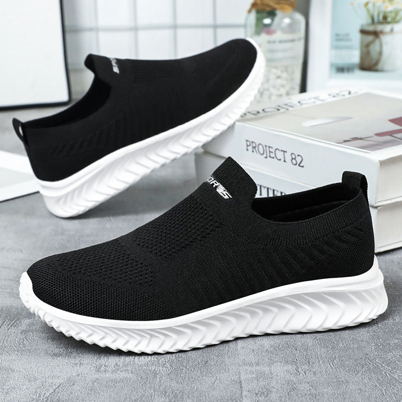 Women's shoes, mesh breathable single shoes, autumn new item, versatile and non stuffy casual shoes, cross-border one foot kick, mom's shoes