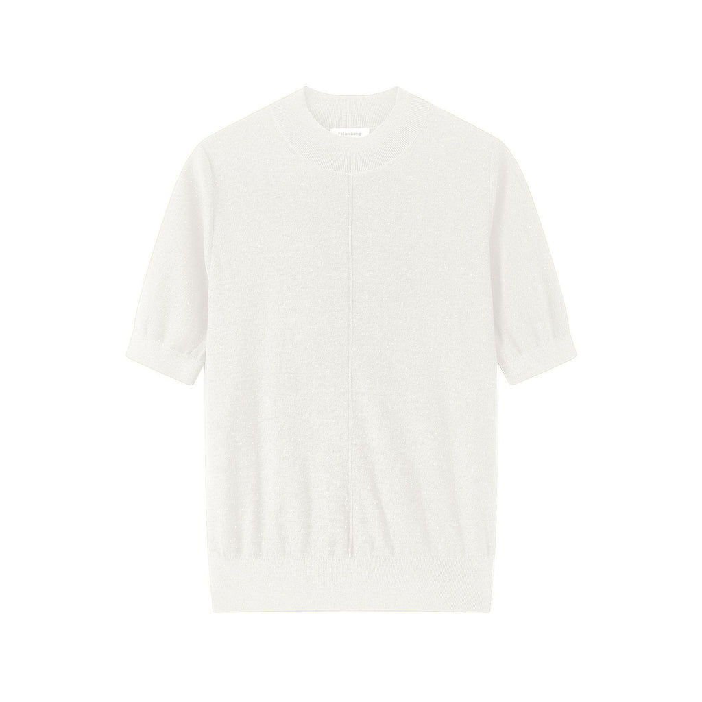 Stylish sweater with a round neck and short sleeves in high-quality knit fabric