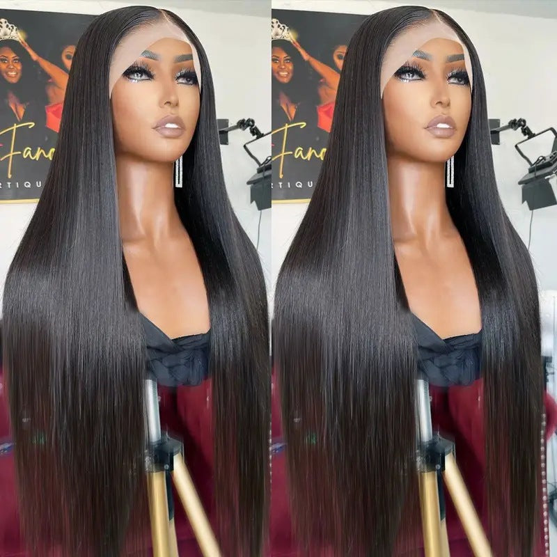 Cross border foreign trade, European and American women's fashion wig, Amazon hot selling front lace mid split long straight synthetic headband