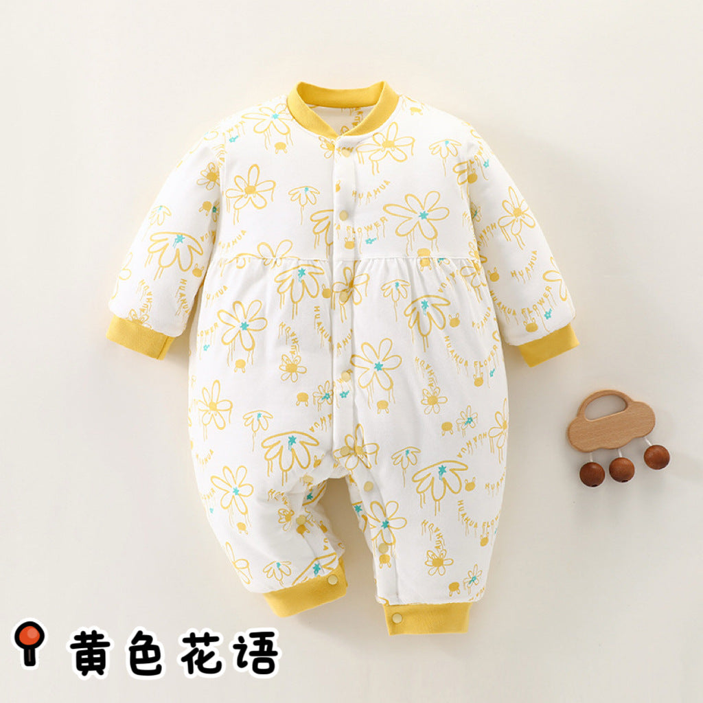 Winter baby cotton jumpsuit, Class A pure cotton, newborn baby clothes, thick cotton clothes, climbing clothes, baby children's clothing