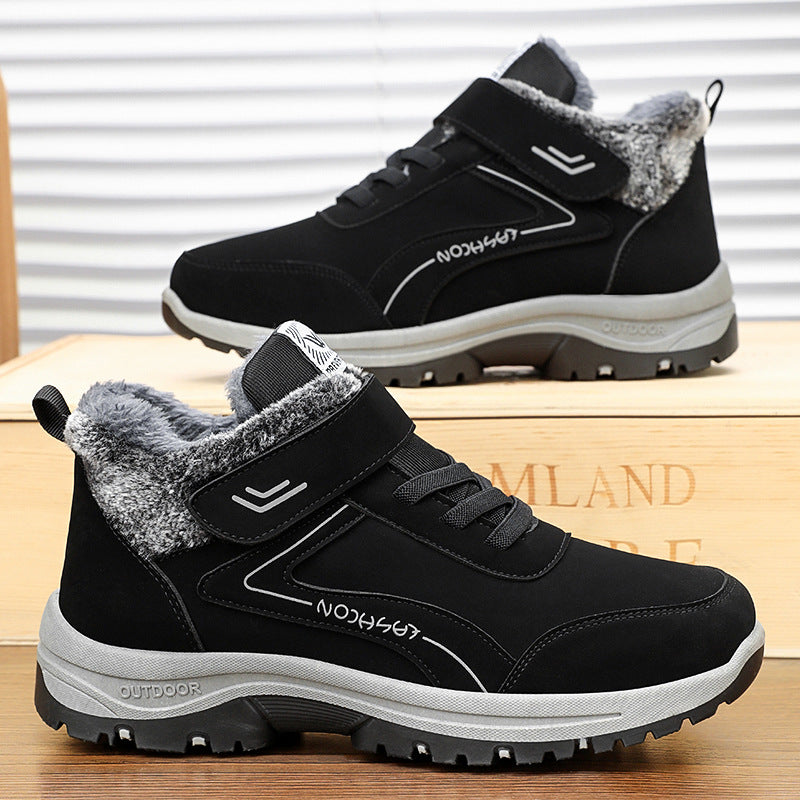 Snow boots men's autumn and winter new cotton boots with thick velvet for outdoor couples, short boots for casual walking, warm cotton shoes