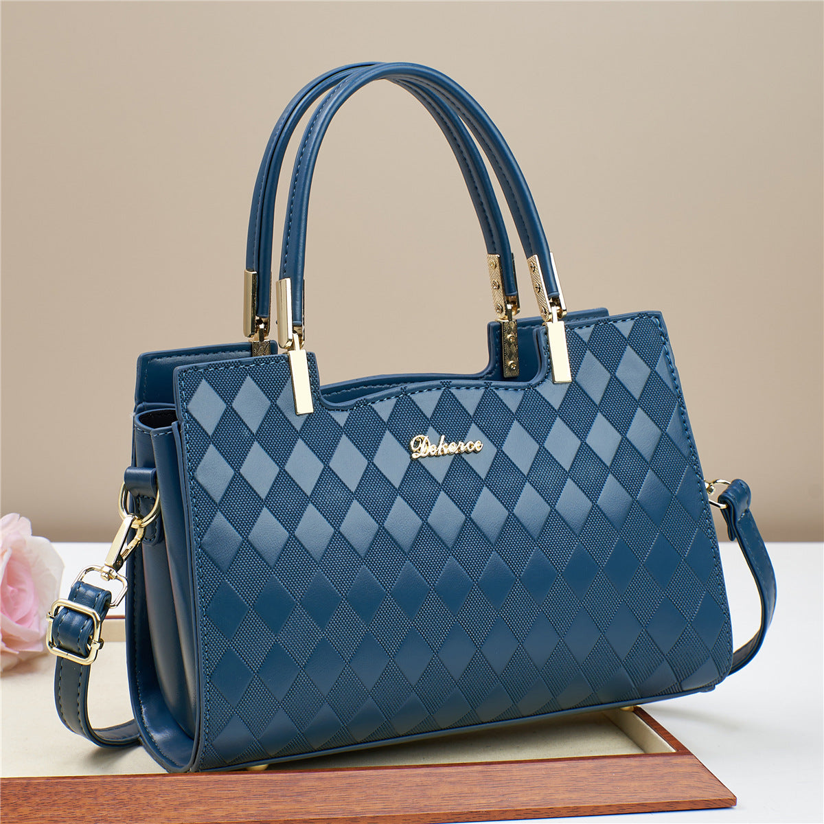 2024 New Texture Commuter Shopping Date Tote Handbag Fashion Diamond Grid Embossed Western Style Single Shoulder Women's Bag