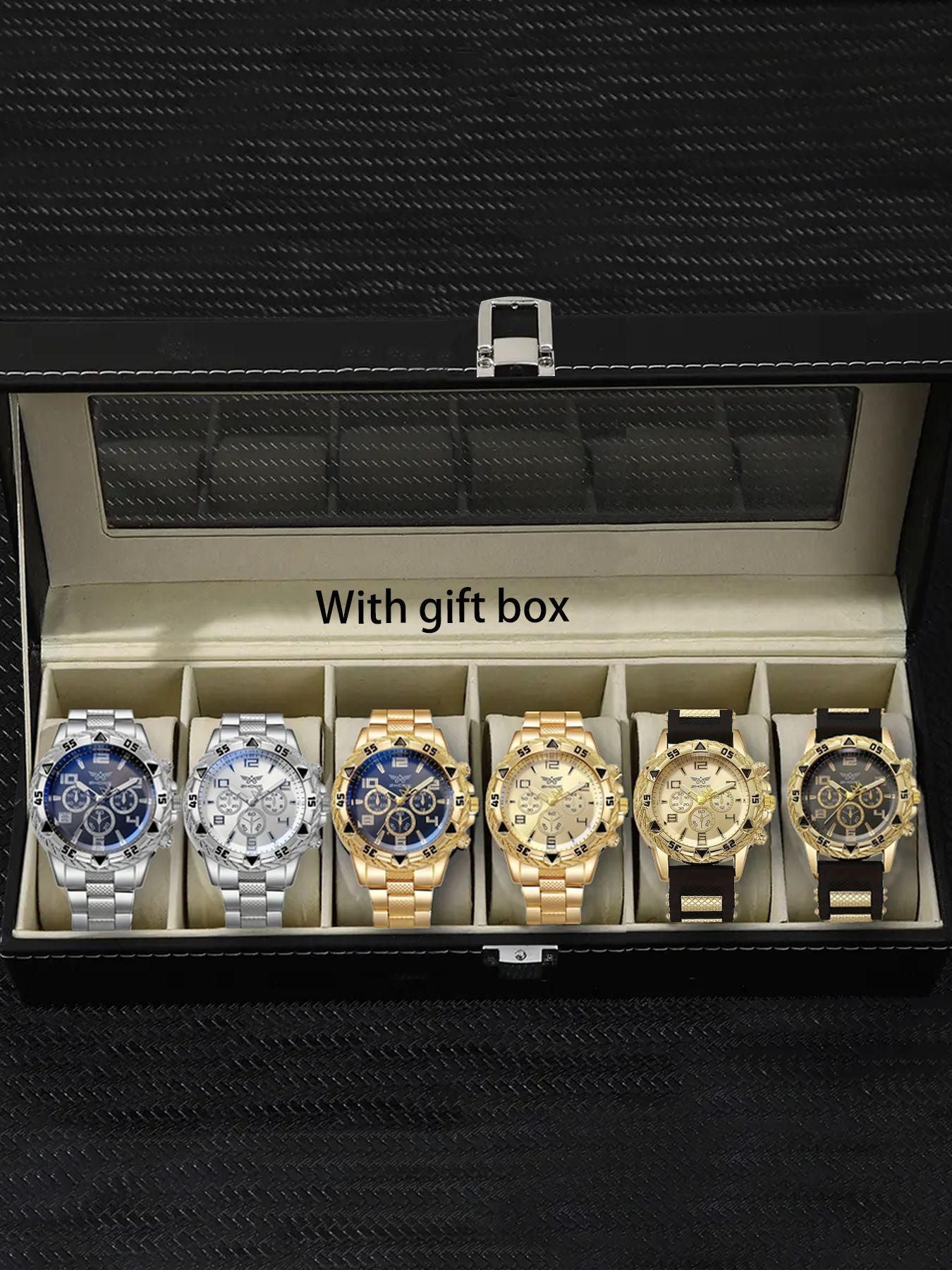 Six piece boxed watch men's steel strip fashion party party fashion watch men's gift men's gift