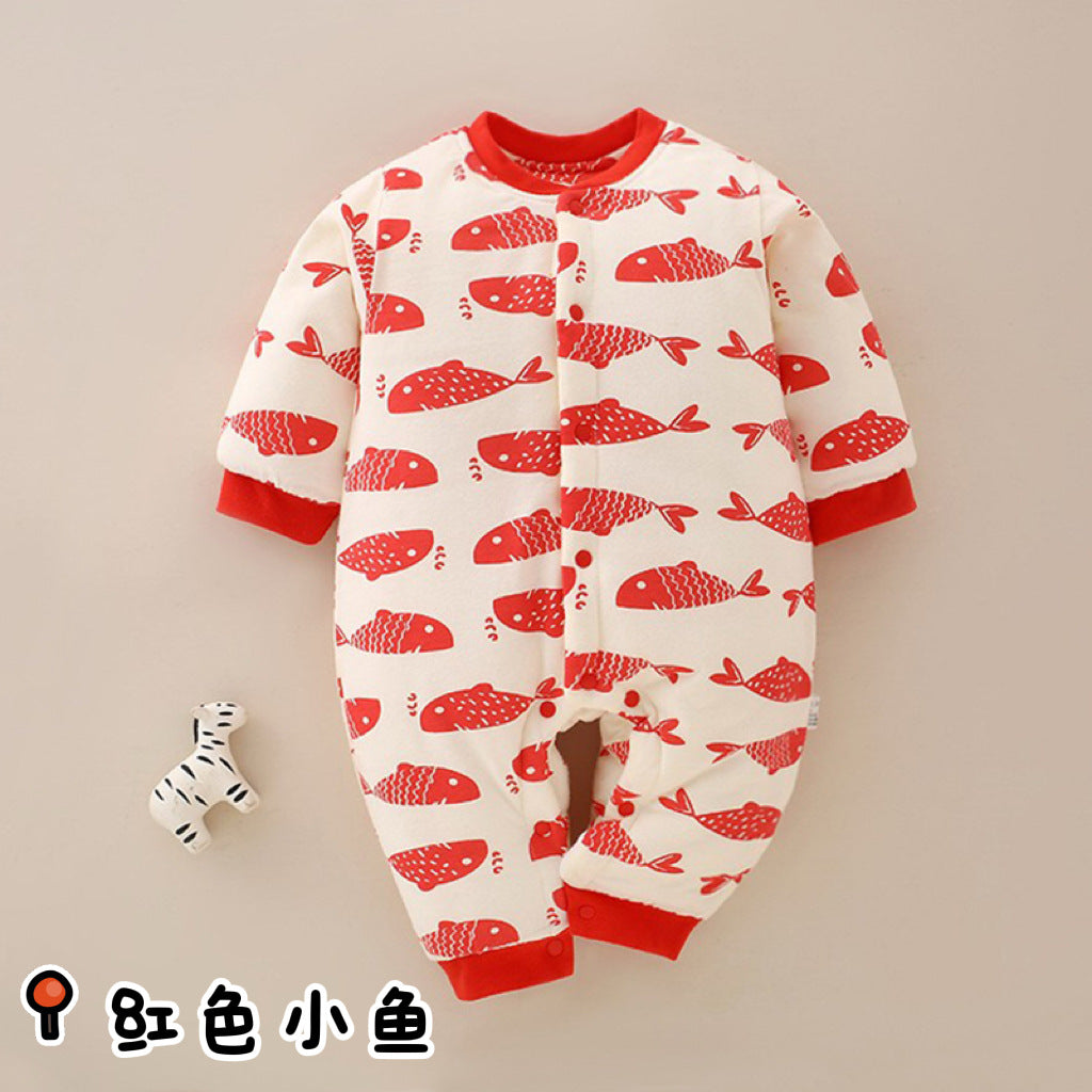 Winter baby cotton jumpsuit, Class A pure cotton, newborn baby clothes, thick cotton clothes, climbing clothes, baby children's clothing