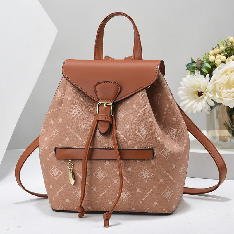 Backpack 2025 New Simple Fashion Printed Women's Backpack Retro Design Western Women's Backpack One Piece Hair Collection