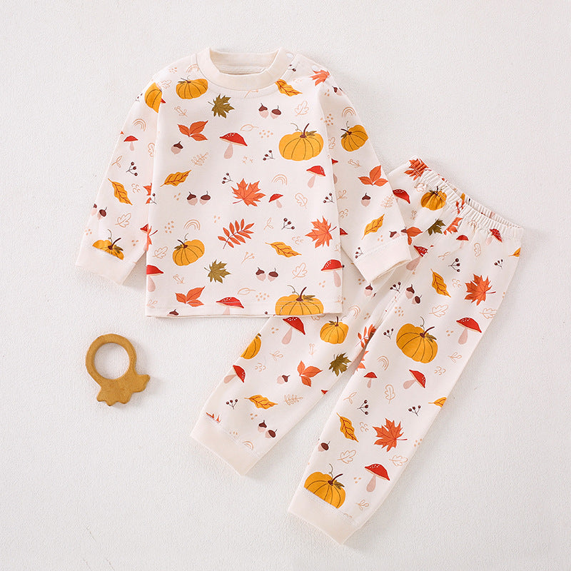 Children's autumn clothes, autumn pants, pure cotton A-class spring and autumn baby split clothes, baby pajamas, home clothes, underwear set