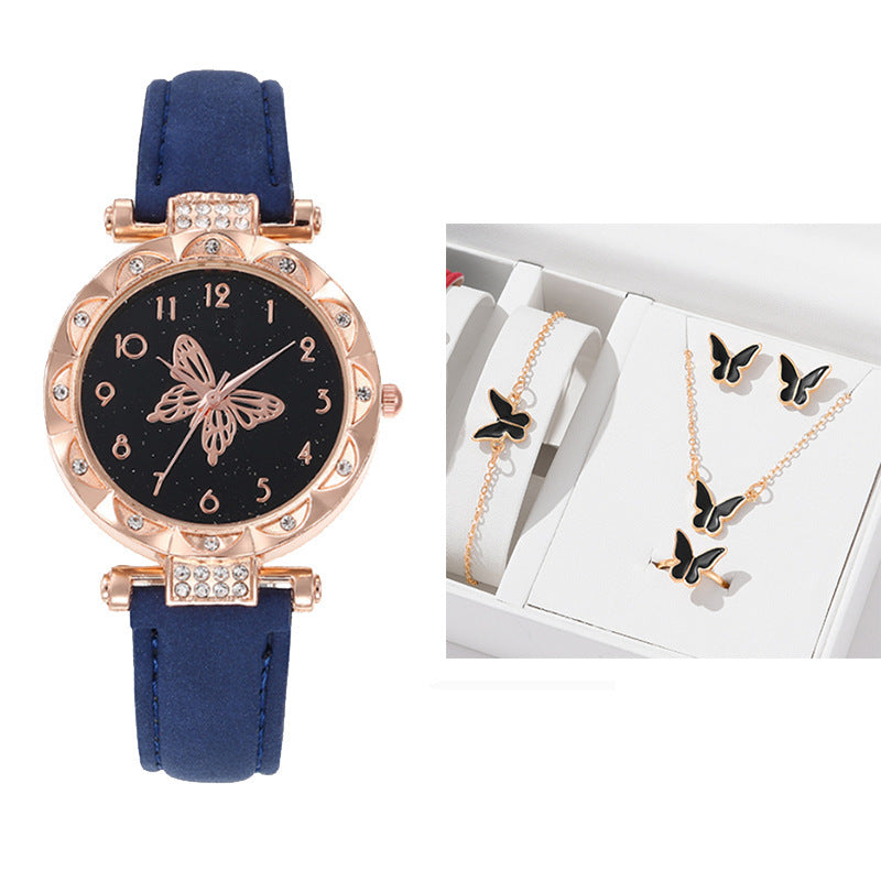 Cross border New Popular Women's Bracelet Watch Fashion Simple Butterfly Five piece Watch Set