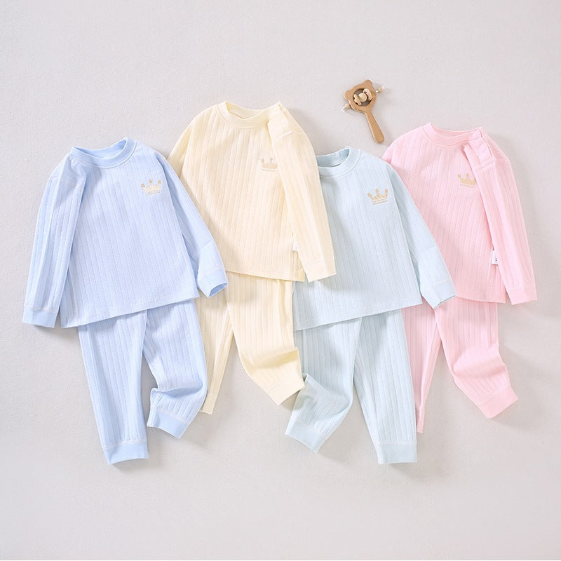 Baby clothes, children's autumn clothes, autumn pants, pure cotton A-class spring and autumn new style, 1-year-old baby pajamas, shoulder button underwear set