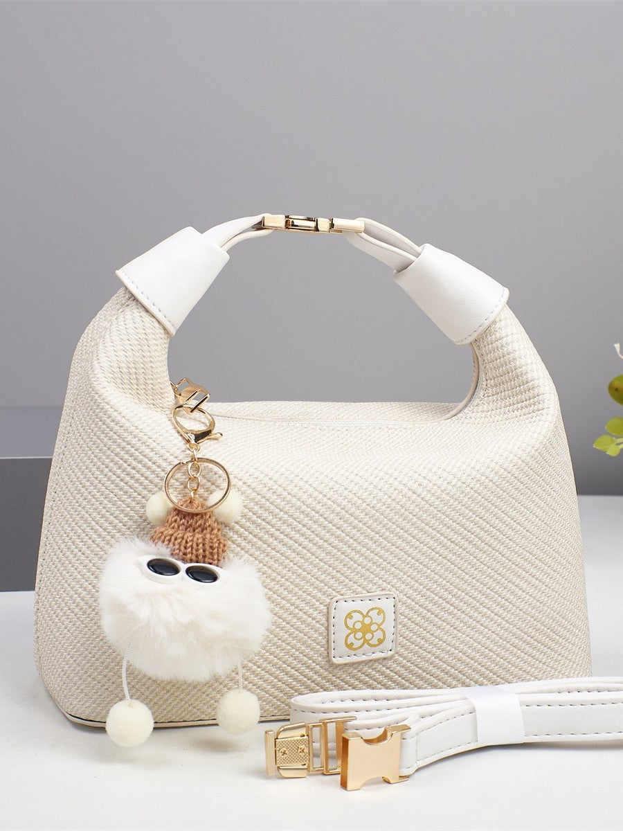 Foreign Trade Women's Bag 2025 Explosive Canvas Texture Single Shoulder Trendy Fashion Diagonal Pillow Bag Cartoon Accessories Small Square Bag