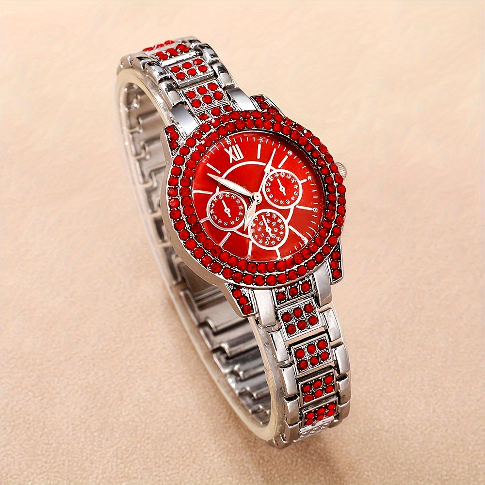 Manufacturer direct sales of new luxury full diamond bracelet watch set for women, exquisite five piece quartz watch set