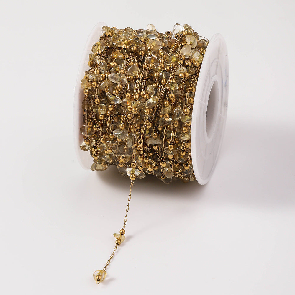 Handmade natural stone chain, DIY jewelry, chain bracelet, women's stainless steel chain, natural stone necklace, wholesale in meters