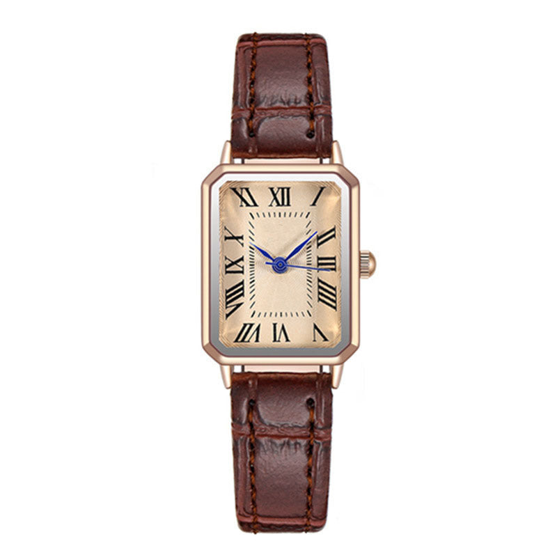 Foreign trade watches for women, simple and fashionable temperament, suitable for middle and high school students, Instagram niche design, retro and artistic square watch