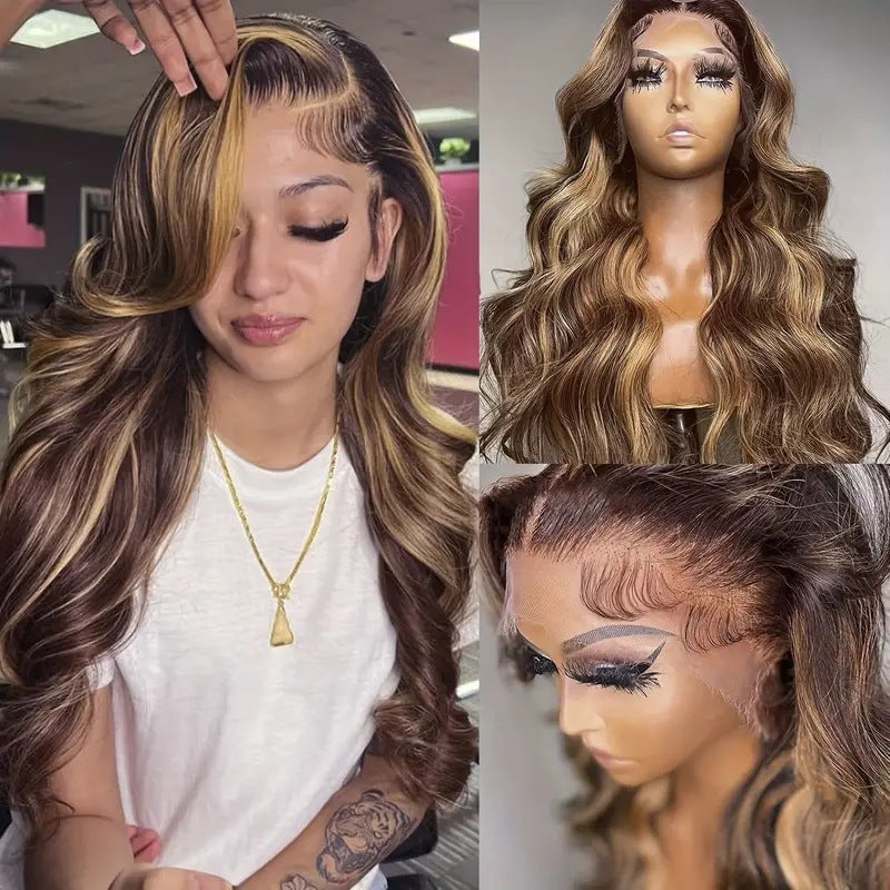 Cross border fashion front lace 13 * 4 lace wig popular in Africa, big wave long curly hair synthetic full head set wig