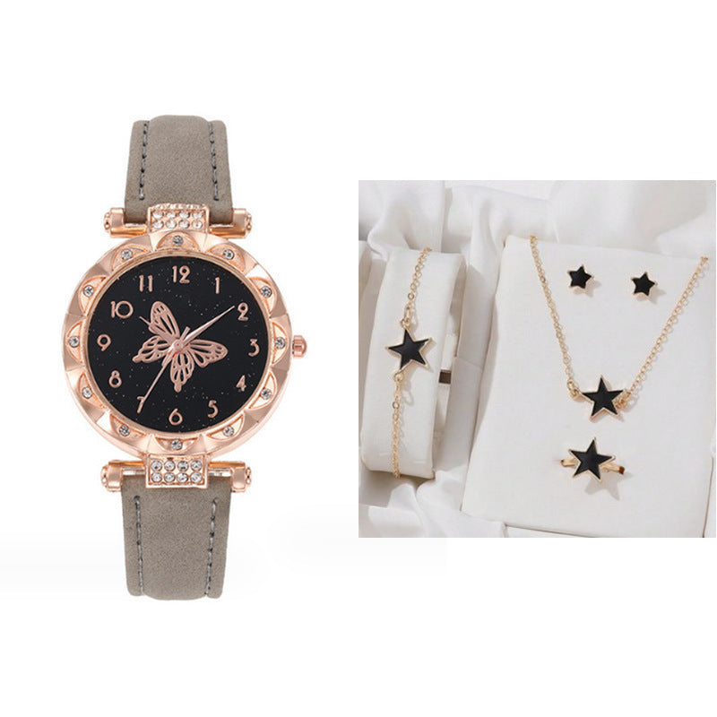 Cross border New Popular Women's Bracelet Watch Fashion Simple Butterfly Five piece Watch Set