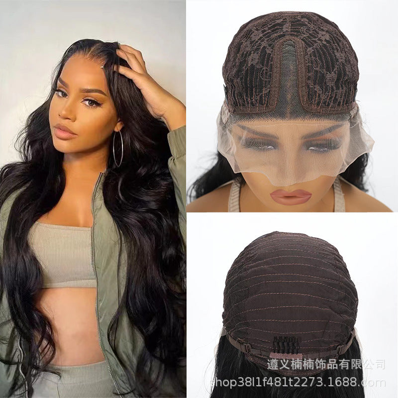 European and American women's wigs are divided into long curly hair, large waves, synthetic curly hair, fluffy wig, and head cover factory wholesale