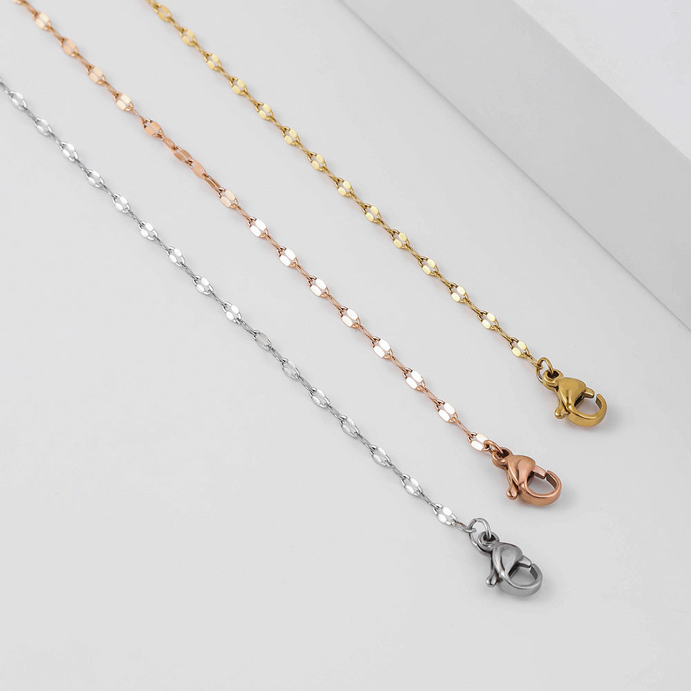 Stainless steel lip chain, snowflake chain, collarbone chain, floral chain, and long tail chain, women's titanium steel lip necklace