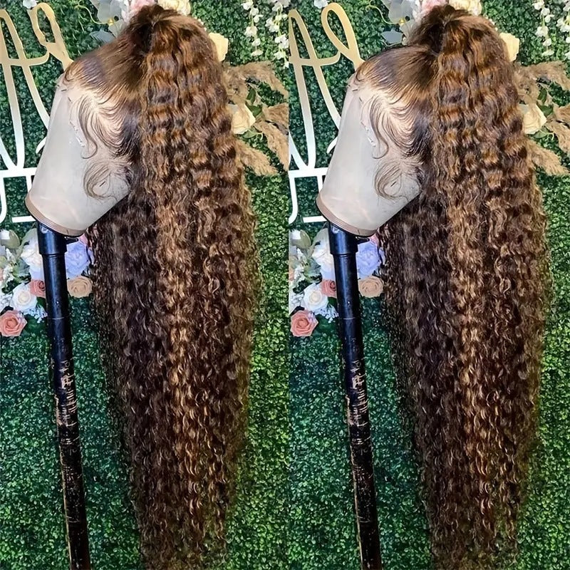 Amazon Cross border Fashion Piano Color Pickled Wig African Hot Selling Front Lace Small Winding Tube Synthetic Head Cover