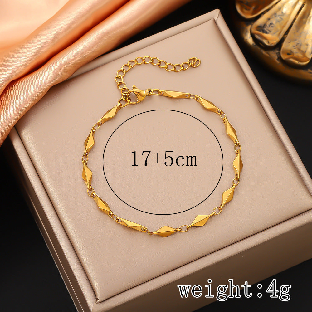 Stainless steel ingot chain necklace, hot selling cross-border in Europe and America, women's collarbone chain, chain plated with 18K real gold titanium steel bracelet