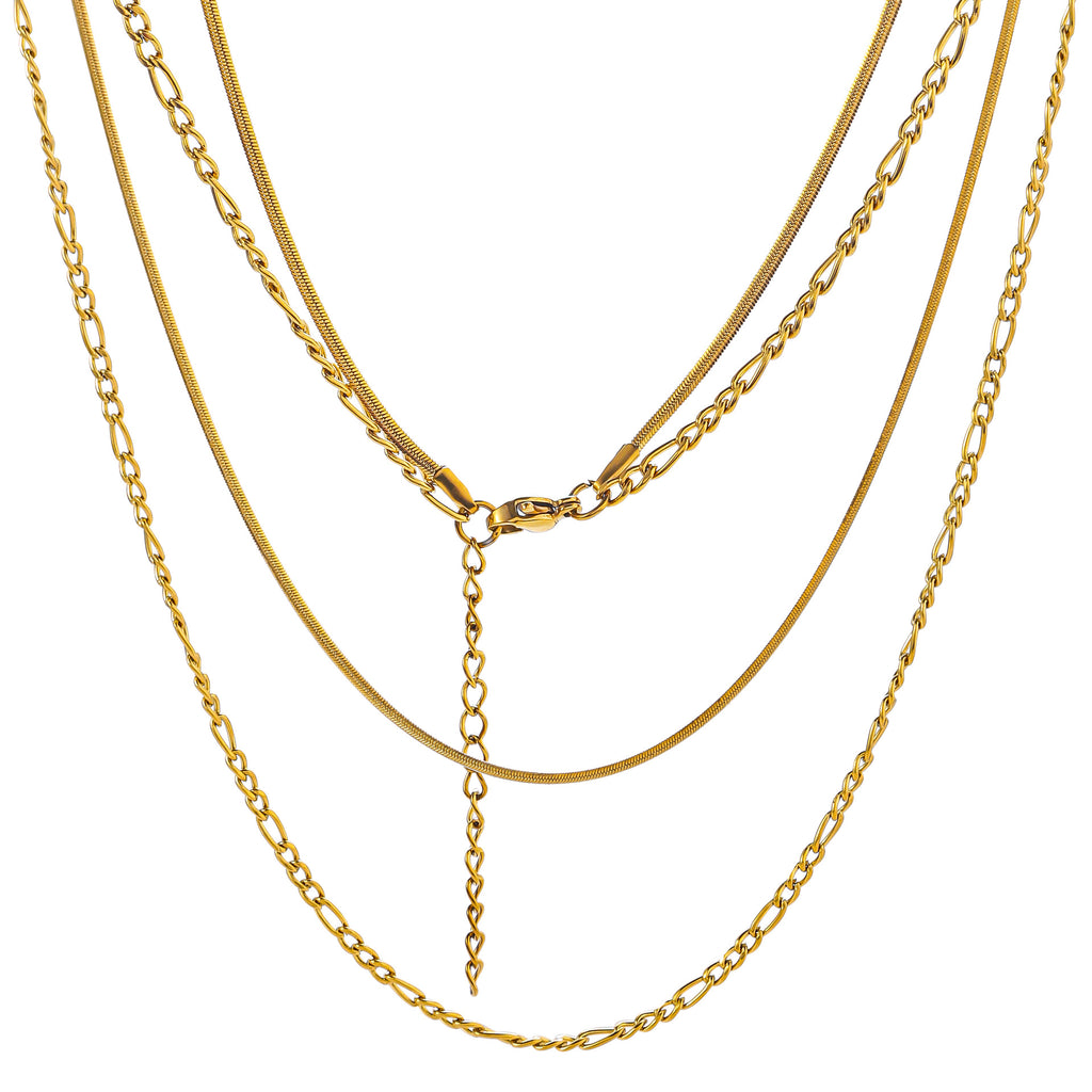 Cross border stainless steel double layered necklace plated with 18K real gold, push close chain, Ferraro chain, titanium steel necklace, collarbone chain