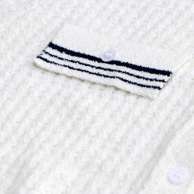 High-quality minimalist French-style white cotton shirt with short sleeves and buttons