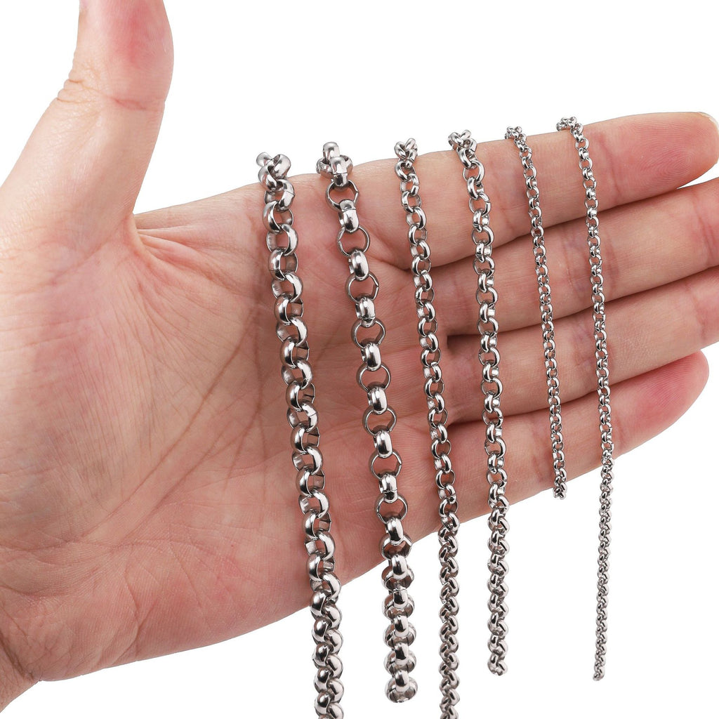 Stainless steel round pearl chain necklace men's jewelry DIY matching chain plain chain O-chain women's titanium steel bracelet