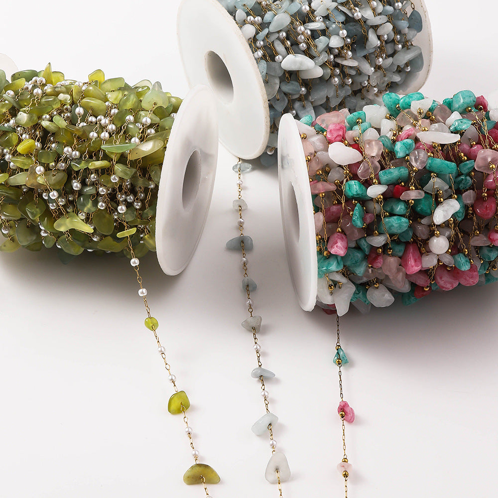 DIY handmade stainless steel string, stone chain accessories, chain bracelets, gold clip pearl chains, meter necklace wholesale