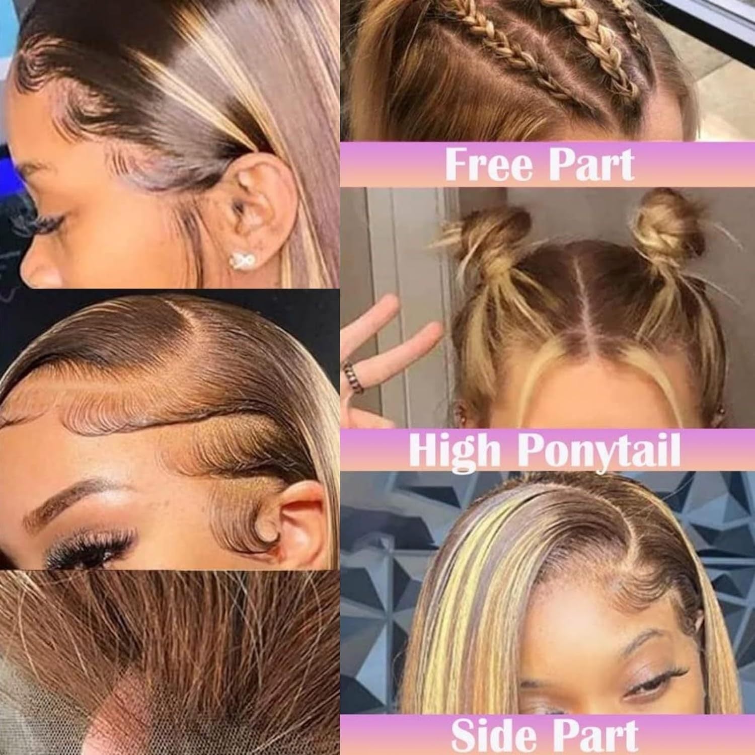 Cross border wig for European and American women, front lace synthetic full head cover, piano color, medium split short straight hair manufacturer wholesale