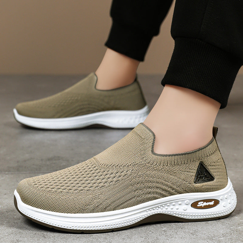 Men's shoes autumn new breathable single shoes versatile and comfortable mesh old Beijing men's cloth shoes soft sole not stuffy feet dad shoes